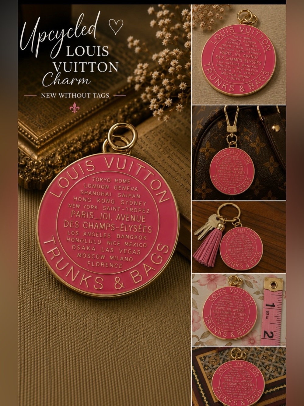 💗💛 LV Trunks & Bags Red & Gold Charm Pendant | Bag Charm | Keychain | NWOT